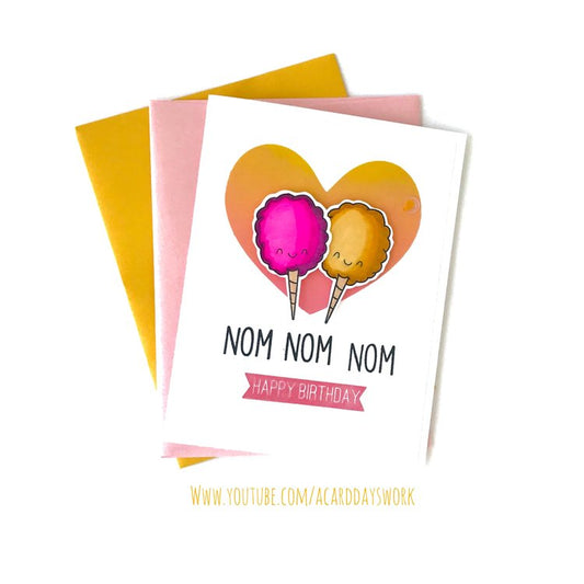 Nom Nom Nom Happy Birthday Greeting Card